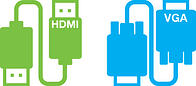 HDMI and VGA connections for displays