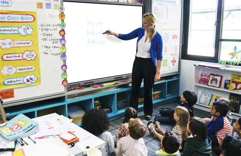 Teacher drawing on Mimio display