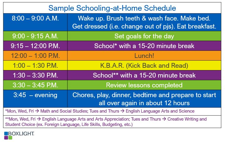 Sample Schooling-at-Home Schedule